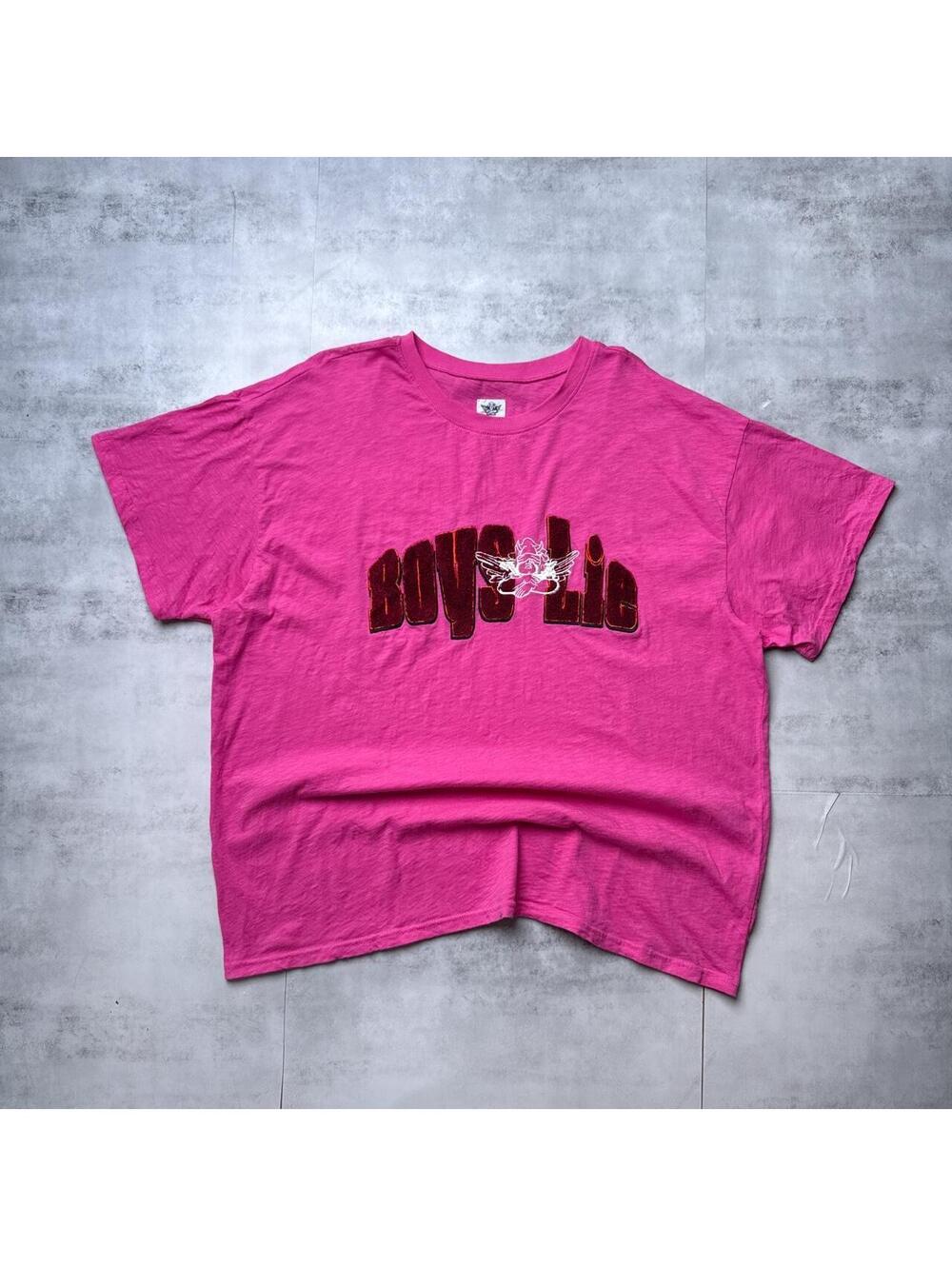 Y2K Boys Lie 00s Pink Angel Baggy t shirt